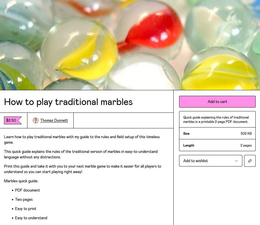 Marbles rules quick guide